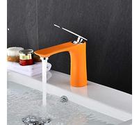 Rubinetto for lavabo di lusso Rubinetto for lavabo da bagno Ottone cromato/oro/nero/bianco/rosso/arancione Miscelatore for lavabo Rubinetto for lavabo con gru a freddo caldo (Color : Orange