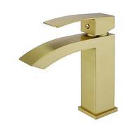 Rubinetto for lavabo for bagno in ottone for alto nero o oro spazzolato Miscelatore monocomando for acqua calda e fredda BL445(Low brushed gold)