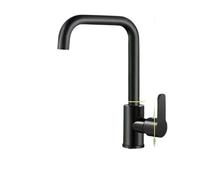 Rubinetto for lavabo girevole a 360° antispruzzo, miscelatore for lavello acqua calda fredda Rubinetto in ottone for cucina Bagno Supporto singolo e rubinetteria a foro(Black D)