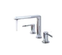 Rubinetto for lavabo in oro spazzolato, lavandino del bagno in ottone, miscelatore a 3 fori, doppia maniglia, rubinetto for acqua calda e fredda(Chrome)