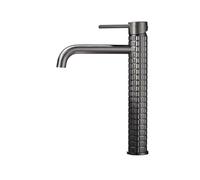 Rubinetto for lavabo in ottone, design a maniglia singola con diamante, rubinetto for hotel di fascia alta, doppio controllo for acqua calda e fredda, rubinetto for acqua alta e bassa(Hight gray)