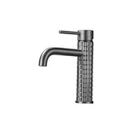 Rubinetto for lavabo in ottone, design a maniglia singola con diamante, rubinetto for hotel di fascia alta, doppio controllo for acqua calda e fredda, rubinetto for acqua alta e bassa(Short gray)