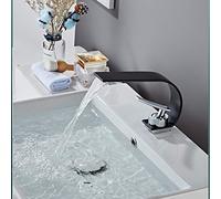 Rubinetto for lavabo in ottone monoforo a 1 maniglia, miscelatore for acqua calda e zolla curvo for bagno, rubinetto for lavabo a cascata grande, superficie galvanizzata for installazione seduta,A(A)