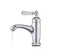 Rubinetto for lavabo in ottone retrò con maniglia singola, rubinetto for lavabo in ceramica perfetto for mobili da bagno, miscelazione di acqua calda e fredda(Chrome)