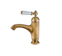Rubinetto for lavabo in ottone retrò con maniglia singola, rubinetto for lavabo in ceramica perfetto for mobili da bagno, miscelazione di acqua calda e fredda(Antique)