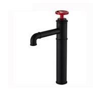 Rubinetto for lavabo interamente in rame rubinetto miscelatore industriale caldo e freddo a forma di tubo 'acqua bagno WC lavabo rubinetto for lavaggio a mano(Black Red High)