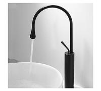 Rubinetto for lavabo Maniglia singola Bocca girevole a 360 ° Miscelatore moderno in ottone for cucina o bagno Rubinetto for lavabo Spazzola dorata (Color : Black-Tall)