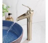 Rubinetto for lavabo nero opaco for bagno, miscelatore da piano, foro singolo, maniglia singola, rubinetti alti, beccuccio a cascata(Brushed)