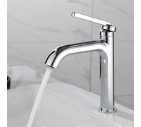 Rubinetto for lavabo Rubinetto for lavabo cromato nero Miscelatore in ottone caldo e freddo Rubinetto for lavabo Miscelatore monocomando for montaggio a pavimento(Chrome short)