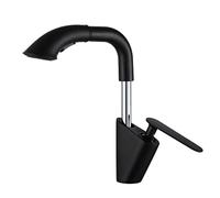 Rubinetto for lavandino del bagno con doccetta estraibile in ottone, rubinetto for acqua calda e fredda, foro singolo, girevole, telescopico, nero(Chrome)