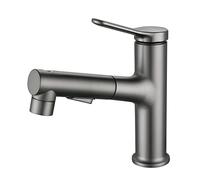 Rubinetto for lavandino del bagno con spruzzatore estraibile for il Maniglia singola for lavabo multifunzione Bagno-Grigio(Gris)