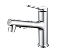 Rubinetto for lavandino del bagno con spruzzatore estraibile for il Maniglia singola for lavabo multifunzione Bagno-Grigio(Chrome)