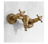 Rubinetto for lavatrice a parete in ottone anticato G1/2, G3/4 rubinetto miscelatore acqua calda e fredda monoforo doppia maniglia(Gourd body type)