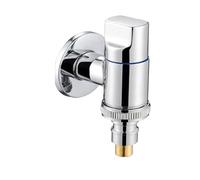 Rubinetto for lavatrice con funzione di arresto dell'acqua in ottone, valvola angolare ad apertura rapida, montaggio a parete, clip di arresto dell'acqua G1/2, valvola triangolare(Silver)