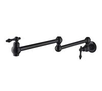 Rubinetto for lavello a doppio snodo pieghevole estensibile con foro da cucina commerciale in ottone for riempitivo for pentole(Black)