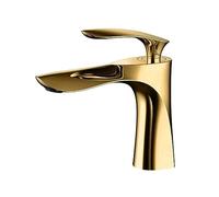 Rubinetto for lavello con foro singolo, maniglia singola, cromato, miscelatore for acqua calda e fredda, rubinetti in ottone Crane(Mp19 1 Gold)
