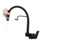 Rubinetto for lavello da cucina a 1 foro con beccuccio estraibile pieghevole doppia modalità di spruzzo, girevole a 360° miscelatore flessibile in silicone(Black)