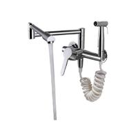 Rubinetto for lavello da cucina con riempitivo for vasi nero con spruzzatore, rubinetto for riempitivo for vasi a parete retrattile moderno con maniglia singola con braccio oscillante(Silver)