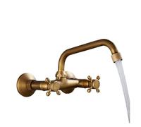 Rubinetto for lavello da cucina cromato, rotazione a canna lunga Maniglia Daul Miscelatore for acqua calda fredda Gru for vasca di lavaggio(Azul claro)