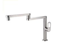 Rubinetto for lavello da cucina, doppia funzione, spray e gorgogliatore, miscelatore girevole pieghevole for lavabo, con acqua calda fredda, rubinetti , for montati sul piano, cromati(Brushed Nickel)