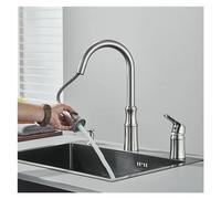 Rubinetto for lavello da cucina estraibile con dispenser di sapone Rubinetto da appoggio con miscelatore caldo e freddo a doppio foro con maniglia singola(Brush nickel)