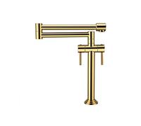 Rubinetto for lavello da cucina pieghevole, miscelatore for riempimento pentole con montaggio su piattaforma Rubinetti braccio oscillante doppio snodo Sfera rotante a due maniglie(Gold)