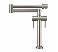 Rubinetto for lavello da cucina pieghevole, miscelatore for riempimento pentole con montaggio su piattaforma Rubinetti braccio oscillante doppio snodo Sfera rotante a due maniglie(Brushed Nickel)