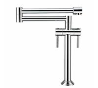 Rubinetto for lavello da cucina pieghevole, miscelatore for riempimento pentole con montaggio su piattaforma Rubinetti braccio oscillante doppio snodo Sfera rotante a due maniglie(Chrome)