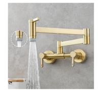 Rubinetto for riempire pentole da cucina pieghevole a parete for lavello monoforo caldo e freddo Beccuccio girevole Ottone dorato spazzolato(Brushed gold B)