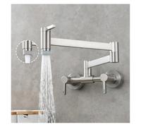 Rubinetto for riempire pentole da cucina pieghevole a parete for lavello monoforo caldo e freddo Beccuccio girevole Ottone dorato spazzolato(Nickel B)