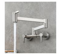 Rubinetto for riempire pentole da cucina pieghevole a parete for lavello monoforo caldo e freddo Beccuccio girevole Ottone dorato spazzolato(Nickel A)