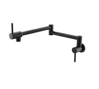 Rubinetto for riempire pentole da cucina pieghevole a parete Singolo freddo foro Oro rosa for lavello Beccuccio girevole Ottone(Black oil brushed)