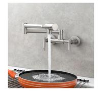 Rubinetto for riempire pentole in ottone, 2 fori, montaggio a parete, rubinetto da cucina pieghevole, miscelatore caldo e freddo, a 3 maniglie(Nickel 1 Function)