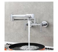 Rubinetto for riempire pentole in ottone, 2 fori, montaggio a parete, rubinetto da cucina pieghevole, miscelatore caldo e freddo, a 3 maniglie(Chrome 1 Function)