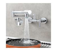 Rubinetto for riempire pentole in ottone, 2 fori, montaggio a parete, rubinetto da cucina pieghevole, miscelatore caldo e freddo, a 3 maniglie(Chrome 2 Function)