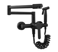 Rubinetto for riempire pentole in ottone con 2 funzioni montaggio a parete doppio snodo braccio girevole rubinetto for lavello da cucina pieghevole for acqua calda fredda(Black)