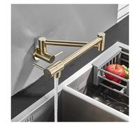 Rubinetto for riempire pentole in ottone dorato da cucina Singolo foro freddo girevole Beccuccio pieghevole for lavello cromato Montaggio a parete(Brushed Gold C)
