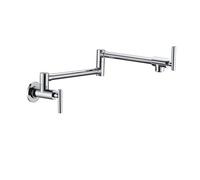 Rubinetto for riempire pentole in ottone dorato da cucina Singolo foro freddo girevole Beccuccio pieghevole for lavello cromato Montaggio a parete(Chrome B)