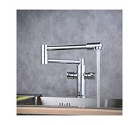 Rubinetto for Riempire pentole, Riempitore for Pentole for Acqua Calda Fredda con Rotazione a 360 gradi, for Lavandino Pieghevole in Ottone Braccio Oscillante a Doppio Snodo e 2 Maniglie,Nero(Silver)