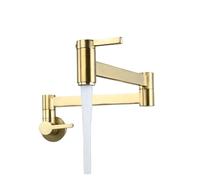 Rubinetto for riempire pentole, rubinetto da cucina pieghevole a parete, for lavello nero con foro singolo e acqua fredda, beccuccio girevole per la maggior parte degli scenari(Gold)