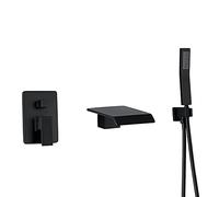 Rubinetto for vasca a cascata con deviatore for doccia, rubinetto for da bagno nero montaggio a parete in ottone moderno for ad alto flusso palmare