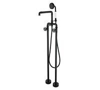 Rubinetto for vasca autoportante nero for in ottone industriale con doccia a mano Rubinetti a pavimento tubo flessibile for da 59" for a