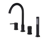Rubinetto for Vasca Da Bagno Con for In Ottone 4 Pezzi | Rubinetto miscelatore for vasca manuale montato sul piano Rubinetto for acqua calda fredda con doccetta(Black)
