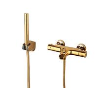 Rubinetto for vasca da bagno con maniglia singola in ottone, set doccia termostatico, rubinetto for in oro spazzolato, stile 2(Style 1)