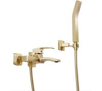 Rubinetto for vasca da bagno con maniglia singola, miscelatore for acqua calda e fredda, doccia, nero(Brushed Gold)