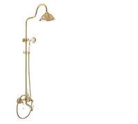 Rubinetto for vasca e doccia dorato, set da bagno in ottone, montaggio a parete, soffione da 8" e doccetta manuale(Style D)