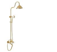 Rubinetto for vasca e doccia dorato, set da bagno in ottone, montaggio a parete, soffione da 8" e doccetta manuale(Style C)