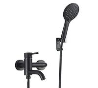 Rubinetto for vasca in ottone for doccia con acqua fredda e calda a parete nero