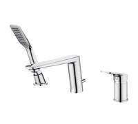 Rubinetto for vasca romano in ottone con doccetta rubinetto monocomando a 3 fori montato sul ponte for un bagno elegante(Silver)