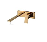 Rubinetto for vasca Rubinetto for acqua calda e fredda a cascata con montaggio a parete, rubinetti miscelatori for lavabo da bagno cromati neri per lavelli per roulotte e case(Gold)